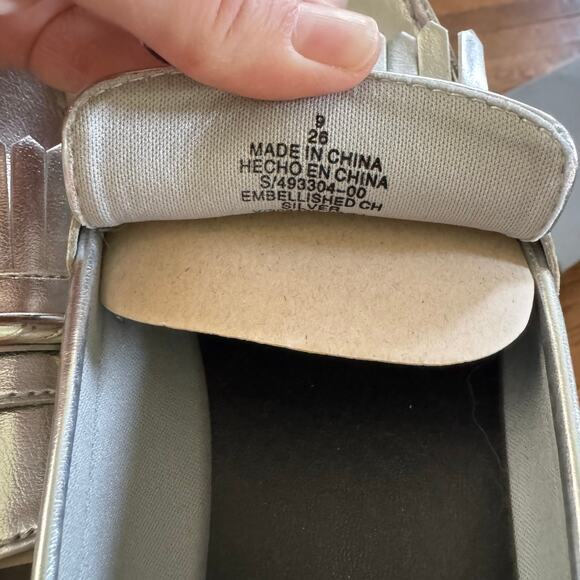 Old Navy ON Faux Leather Chunky Heel Loafers Silver 90s Y2K Retro Style 9 NWT - Picture 14 of 14